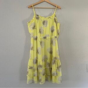 Old Navy Yellow Floral Ruffle Mini Dress Casual Formal Summer Spring XL